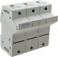 Ferraz Shawmut - 3 Pole, 600 VAC/VDC, 60 Amp, DIN Rail Mount Fuse Holder - Compatible with J Class, 58mm Long x 3.84 Inch Wide and 22mm Diameter Fuse - Exact Tool & Supply