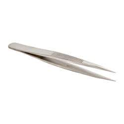 Value Collection - 4-3/8" OAL AC-SA Precision Tweezers - Heavy Tip with Serrated Shank - Exact Tool & Supply