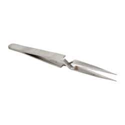 Value Collection - 4-1/2" OAL N0 Reverse Action Tweezers - Flat Tip - Exact Tool & Supply