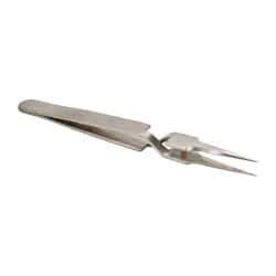 Value Collection - 4-11/32" OAL N5 Reverse Action Tweezers - Long & Very Fine Point - Exact Tool & Supply