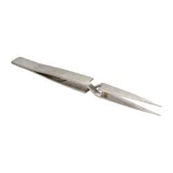 Value Collection - 4-7/8" OAL NAA Reverse Action Tweezers - Long & Strong Point - Exact Tool & Supply