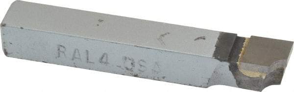 Accupro - 2-1/2 Inch Long, 1/8 Inch Radius, Left Hand, Concave, RAL Style Radius Cutting Tool Bit - 3/8 Inch Long Tip, 3/32 Inch Thick, 3/8 Inch Shank Square, Carbide Tip - Exact Tool & Supply