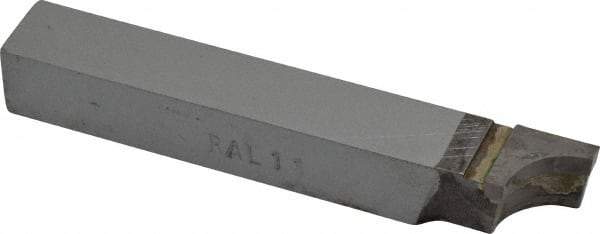 Accupro - 3-1/2 Inch Long, 11/32 Inch Radius, Left Hand, Concave, RAL Style Radius Cutting Tool Bit - 1/2 Inch Long Tip, 1/8 Inch Thick, 1/2 Inch Shank Square, Carbide Tip - Exact Tool & Supply