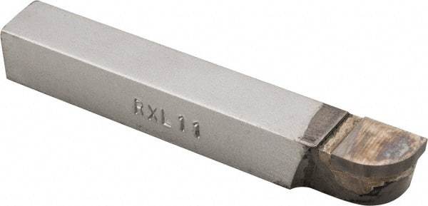 Accupro - 3-1/2 Inch Long, 11/32 Inch Radius, Left Hand, Convex, RXL Style Radius Cutting Tool Bit - 1/2 Inch Long Tip, 1/8 Inch Thick, 1/2 Inch Shank Square, Carbide Tip - Exact Tool & Supply