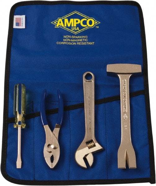 Ampco - 4 Piece Nonsparking Tool Set - Comes in Roll Up Pouch - Exact Tool & Supply