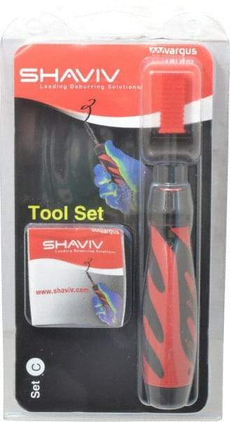 Shaviv - 4 Piece, High Speed Steel Blade, Back Hole Chamfer, Hand Deburring Tool Set - C Blade Holder, For Flat Surface, Hole Edge, Hole Inner Surface, Straight Edge - Exact Tool & Supply