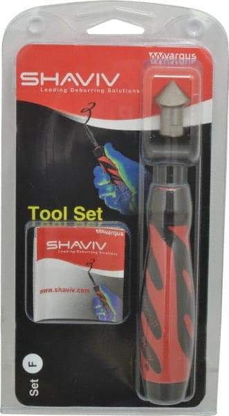 Shaviv - 3 Piece, High Speed Steel Blade, Hand Deburring Tool Set - F Blade Holder, For Hole Edge - Exact Tool & Supply