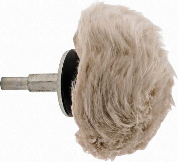 Dico - 3" Diam, 1/4" Shank Diam, Mushroom Shaped Mounted Bob - Medium Density, 2-1/2" Head Length, Wool Felt - Exact Tool & Supply