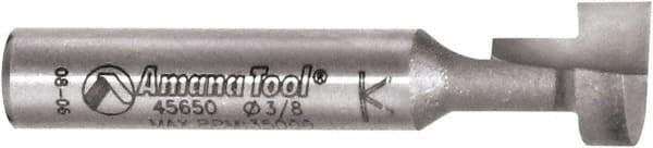 Amana Tool - 3/8" Cut Diam, 3/8" Length of Cut, 1 Flute Keyhole Edge Profile Router Bit - Carbide-Tipped, 1/4" Shank Diam, 1-1/2" OAL, Uncoated - Exact Tool & Supply