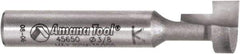 Amana Tool - 3/8" Cut Diam, 3/8" Length of Cut, 1 Flute Keyhole Edge Profile Router Bit - Carbide-Tipped, 1/4" Shank Diam, 1-1/2" OAL, Uncoated - Exact Tool & Supply