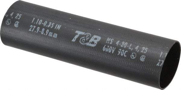 Thomas & Betts - 5" Long, 3:1, Polyolefin Heat Shrink Electrical Tubing - Black - Exact Tool & Supply