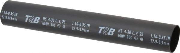Thomas & Betts - 9" Long, 3:1, Polyolefin Heat Shrink Electrical Tubing - Black - Exact Tool & Supply