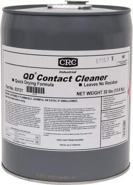 CRC - 5 Gallon Pail Contact Cleaner - 0°F Flash Point, 22,600 Volt Dielectric Strength, Flammable, Food Grade, Plastic Safe - Exact Tool & Supply