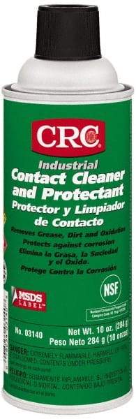 CRC - 10 Ounce Aerosol Contact Cleaner - 0°F Flash Point, 350 Volt Dielectric Strength, Flammable, Food Grade, Plastic Safe - Exact Tool & Supply
