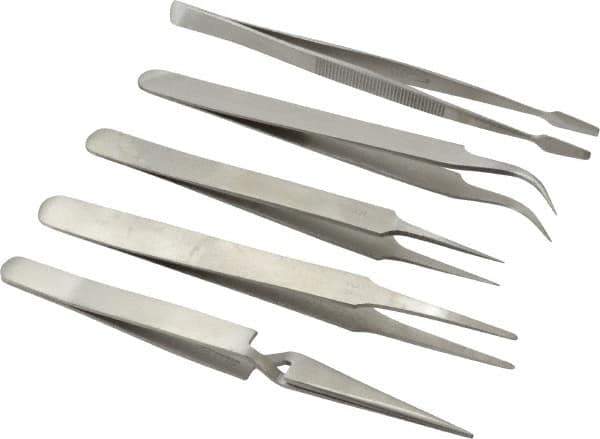 Value Collection - Stainless Steel Tweezer Set - 5 Piece - Exact Tool & Supply