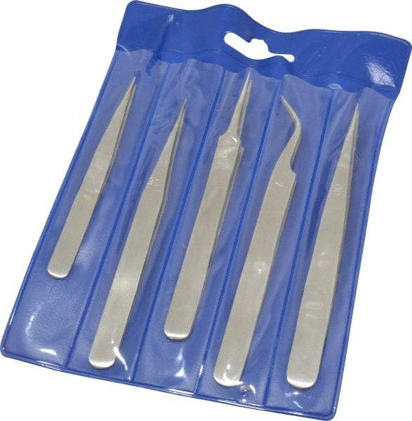 Value Collection - Stainless Steel Tweezer Set - 5 Piece - Exact Tool & Supply