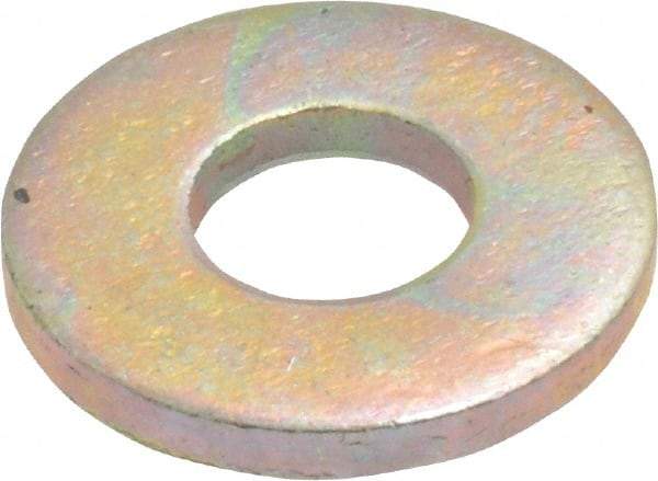 Made in USA - 1/4" Screw, Grade 8 Alloy Steel USS Flat Washer - 0.307" ID x 0.749" OD, 0.08" Thick, Zinc Yellow Dichromate Finish - Exact Tool & Supply