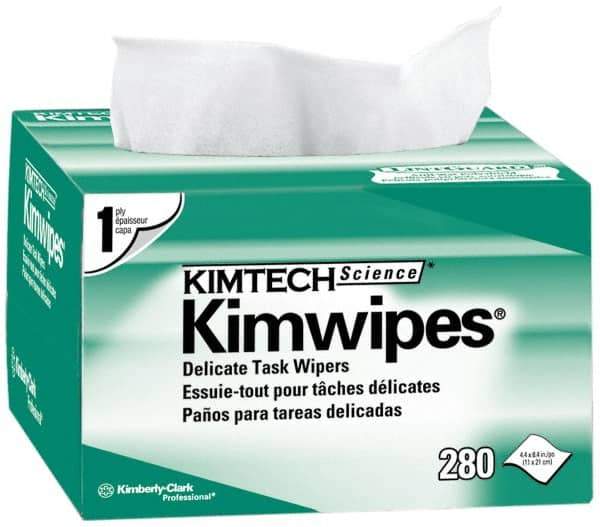 Kimtech - Dry Clean Room/Lab/Critical Task Wipes - Pop-Up, 8-3/8" x 4-3/8" Sheet Size, White - Exact Tool & Supply