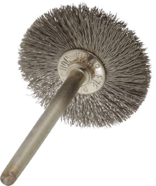 Anderson - 1" OD, 1/8" Shank Diam, Crimped Stainless Steel Wheel Brush - 0.005" Filament Diam, 25,000 RPM - Exact Tool & Supply