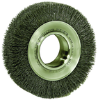 6" - Diameter Wide Face Crimped Wire Wheel; .0118" Stainless Steel Fill; 2" Arbor Hole - Exact Tool & Supply