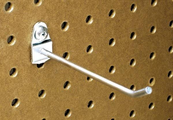 Triton - 3/16" Diam, 4" Long Single Angled End Pegboard Hook - 4-5/8" Projection, 30° Bend, 1/2" Bend Length, Steel - Exact Tool & Supply