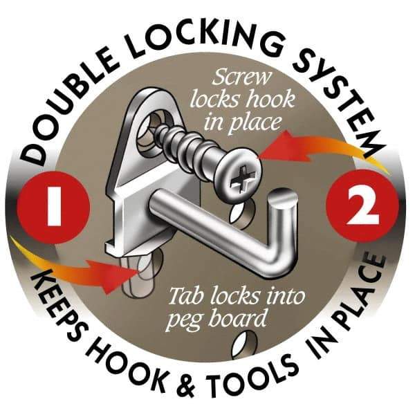 Triton - 1/4" Diam, 6" Long Single Angled End Pegboard Hook - 6-3/32" Projection, 30° Bend, 1/2" Bend Length, Steel - Exact Tool & Supply