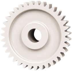 Made in USA - 20 Pitch, 1-3/4" Pitch Diam, 1.85" OD, 35 Tooth Spur Gear - 3/8" Face Width, 3/8" Bore Diam, 47/64" Hub Diam, 20° Pressure Angle, Acetal - Exact Tool & Supply