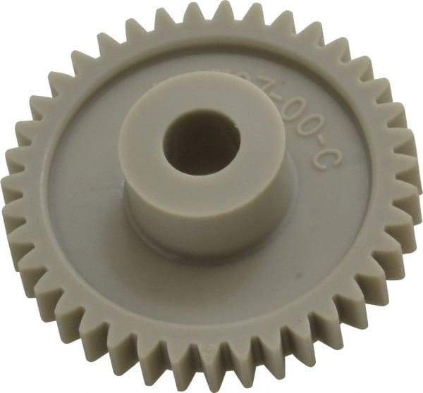 Made in USA - 48 Pitch, 1-5/8" Pitch Diam, 1.708" OD, 39 Tooth Spur Gear - 1/4" Face Width, 5/16" Bore Diam, 43/64" Hub Diam, 20° Pressure Angle, Acetal - Exact Tool & Supply