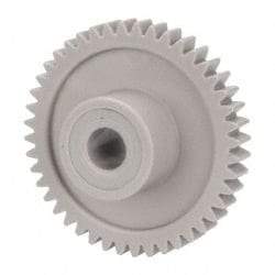 Made in USA - 32 Pitch, 1-3/8" Pitch Diam, 1-7/16" OD, 44 Tooth Spur Gear - 3/16" Face Width, 1/4" Bore Diam, 39/64" Hub Diam, 20° Pressure Angle, Acetal - Exact Tool & Supply