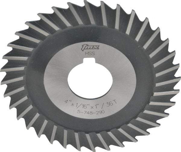 Value Collection - 4" Blade Diam x 1/16" Blade Thickness, 1" Hole, 36 Teeth, High Speed Steel Side Chip Saw - Straight Tooth, Arbor Connection, Uncoated - Exact Tool & Supply