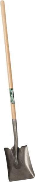 UnionTools - 11-1/2" High x 9-1/2" Wide Square Steel Shovel - 44" Long Wood Straight Handle, Rolled - Exact Tool & Supply