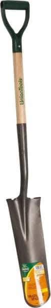 UnionTools - 16" High x 6" Wide Tapered Steel Spade - 27" Long Wood D-Grip Handle, Front Turned - Exact Tool & Supply