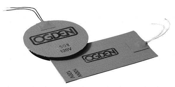 Made in USA - 6" Long x 6" Wide, Square, Silicon Rubber, Standard Heat Blanket - 120 Volt, Adhesive Back, Use with Metal Containers - Exact Tool & Supply