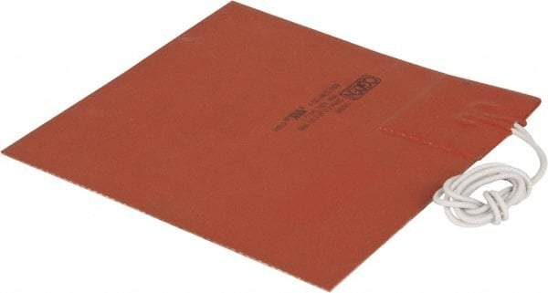 Made in USA - 6" Long x 6" Wide, Square, Silicon Rubber, Standard Heat Blanket - 120 Volt, Plain Back, Use with Metal Containers - Exact Tool & Supply
