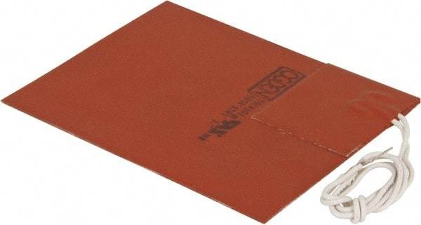 Value Collection - 5" Long x 4" Wide, Rectangular, Silicon Rubber, Standard Heat Blanket - 120 Volt, Plain Back, Use with Metal Containers - Exact Tool & Supply