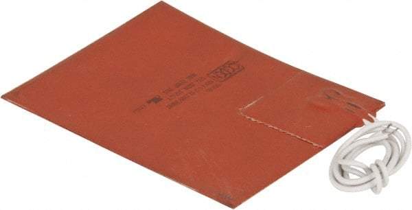 Value Collection - 5" Long x 4" Wide, Rectangular, Silicon Rubber, Standard Heat Blanket - 120 Volt, Plain Back, Use with Metal Containers - Exact Tool & Supply