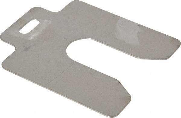 Made in USA - 10 Piece, 3 Inch Long x 3 Inch Wide x 0.05 Inch Thick, Slotted Shim Stock - Stainless Steel, 7/8 Inch Wide Slot - Exact Tool & Supply