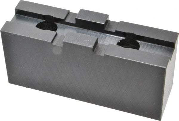 Bison - 10" Chuck Capacity, Tongue & Groove Attachment, Square Soft Lathe Chuck Jaw - 1 Jaw, Steel, 2-1/8" Btw Mount Hole Ctrs, 4-3/16" Long x 1-9/32" Wide x 2.028" High, 1/2" Groove - Exact Tool & Supply