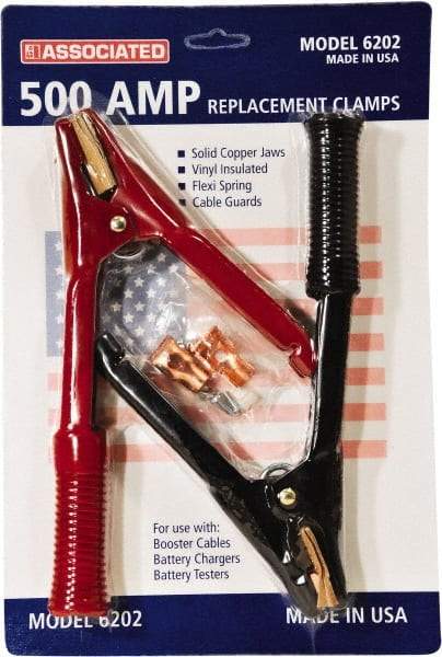 Associated Equipment - 500 Amp Booster Cable Clamp - 1 Black & 1 Red - Exact Tool & Supply