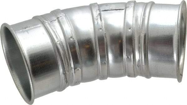 Made in USA - 5" ID Galvanized Duct 45° Elbow - 7.86" Long, 22 Gage - Exact Tool & Supply