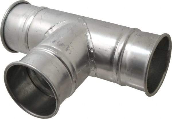Made in USA - 4" ID Galvanized Duct T-Branch - 12" Long, 22 Gage - Exact Tool & Supply