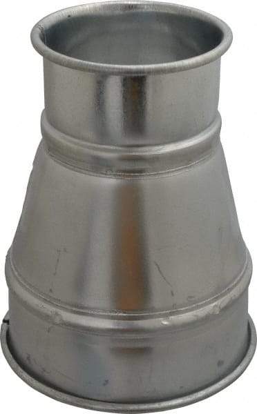 Made in USA - 6-4" ID Galvanized Duct Reducer - 8" Long, 22 Gage - Exact Tool & Supply