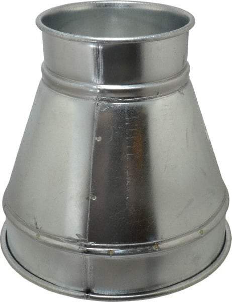 Made in USA - 10-6" ID Galvanized Duct Reducer - 10" Long, 20 Gage - Exact Tool & Supply
