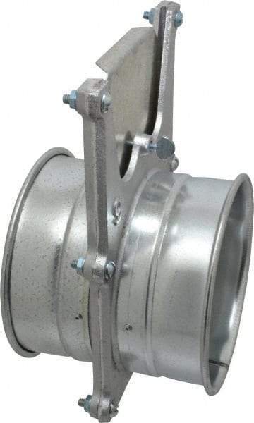 Made in USA - 6" ID Galvanized Duct Blast Gate - 10" Long, 24 Gage - Exact Tool & Supply