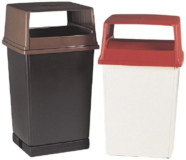 Rubbermaid - Rectangle Lid for Use with 56 Gal Rectangular Trash Cans - Red, Polyethylene, For Glutton Trash Cans - Exact Tool & Supply