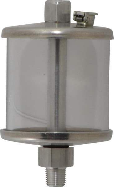 LDI Industries - 1 Outlet, Polymer Bowl, 73.9 mL No Flow Control Oil Reservoir - 1/8 NPTF Outlet, 2" Diam x 3-1/2" High, 60°C Max - Exact Tool & Supply