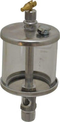 LDI Industries - 1 Outlet, Glass Bowl, 147.9 mL Manual-Adjustable Oil Reservoir - 3/8 NPTF Outlet, 2-1/2" Diam x 6.38" High, 121.11°C Max - Exact Tool & Supply