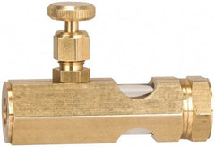 LDI Industries - 3/8 Outlet Thread, 3/8 Inlet Thread, Brass, Straight Valve, Oil Reservoir Needle Valve - 1 Outlet, FNPTF Inlet Thread, FNPTF Outlet Thread - Exact Tool & Supply
