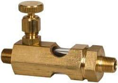 LDI Industries - 1/8 Outlet Thread, 1/8 Inlet Thread, Brass, Straight Valve, Oil Reservoir Needle Valve - 1 Outlet, MNPTF Inlet Thread, MNPTF Outlet Thread - Exact Tool & Supply