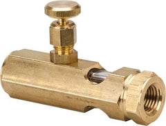 LDI Industries - 1/4 Outlet Thread, 1/4 Inlet Thread, Brass, Straight Valve, Oil Reservoir Needle Valve - 1 Outlet, FNPTF Inlet Thread, FNPTF Outlet Thread - Exact Tool & Supply